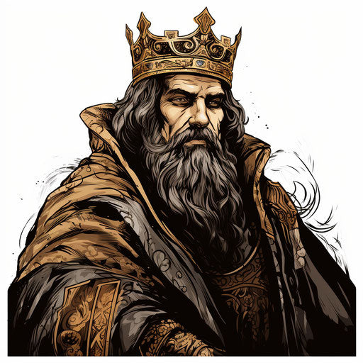 King clipart in the style of Chiaroscuro Art on white background
