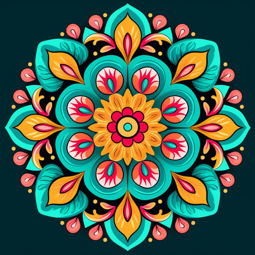 Traditional Balinese motifs with circle and yellow flowers