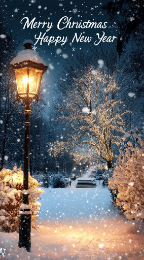 Merry Christmas and Happy New Year - Beautiful snow scene