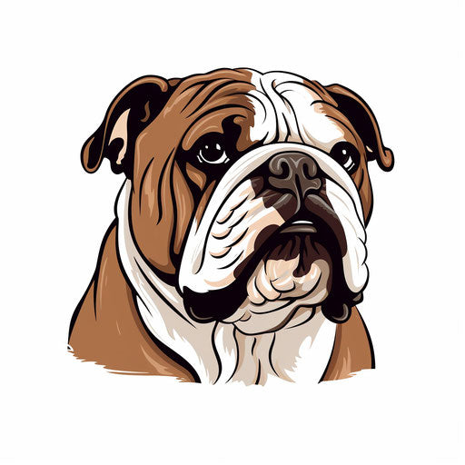 Bulldog illustration in minimalist style, on white background