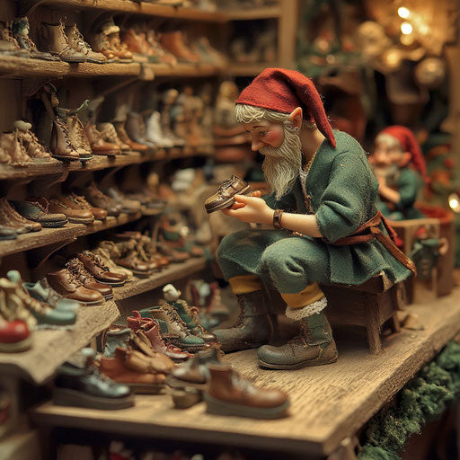 The elf cobbler making tiny shoes for all the new season's elves
