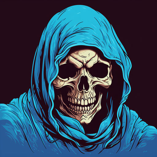 Skull grim reaper 2, flat colors style, medieval fantasy