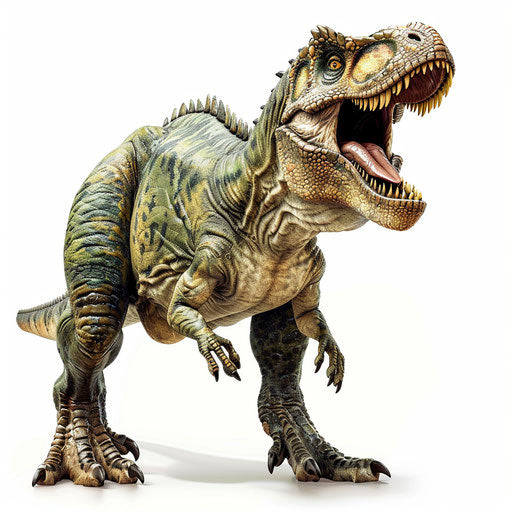 Realistic dinosaur illustration on flat white background