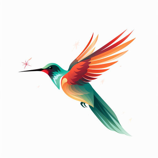 Minimalist hummingbird illustration on white background
