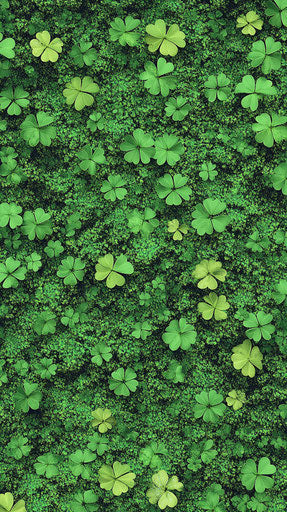 Flying Shamrocks, green background, phone wallpaper, digital art