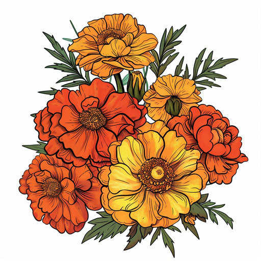 Flat tattoo sketch of October birth flower