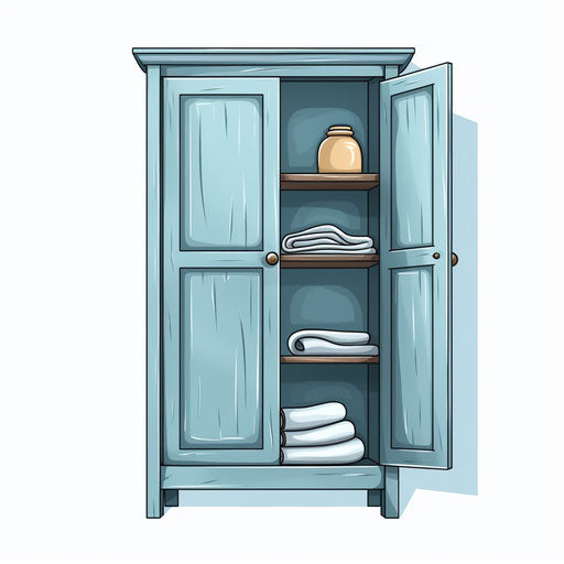 Minimalist-style illustration of a cupboard on white background