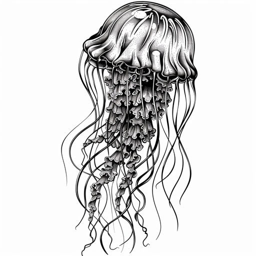Vintage nautical jellyfish tattoo with intricate linework