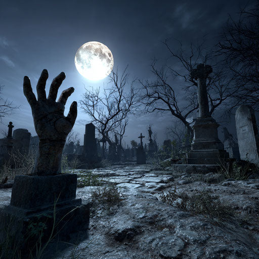 A Sinister Moonlit Night in a Graveyard