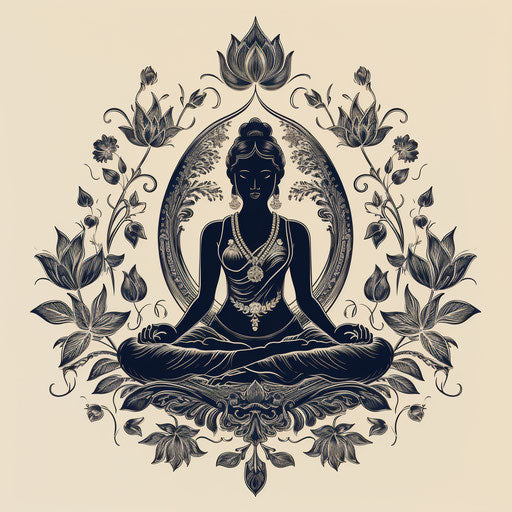 Mughal-style ornate meditation design with delicate flora