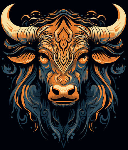 Captivating tribal bull head, high resolution 109:128