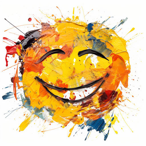 Smiling face illustration in the style of Impressionistic Art, on white background