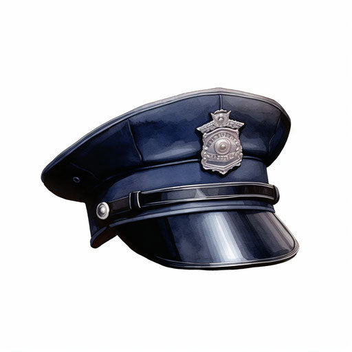 Police hat in the style of Chiaroscuro Art on white background