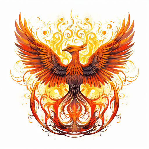 The fiery bird of phoenix symbol in vibrant art