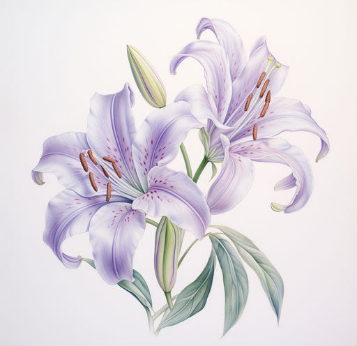 Flower with lilies and stem, light white and light purple style
