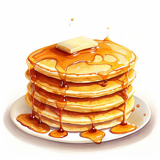 Pancake clipart in the style of Impressionistic Art, on a white background