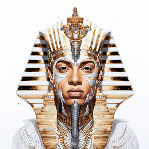 Pharaoh drawing by Kara, minimalist linework, African influence