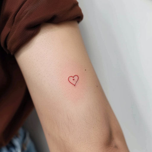 Minimalist heart in red ink on white background