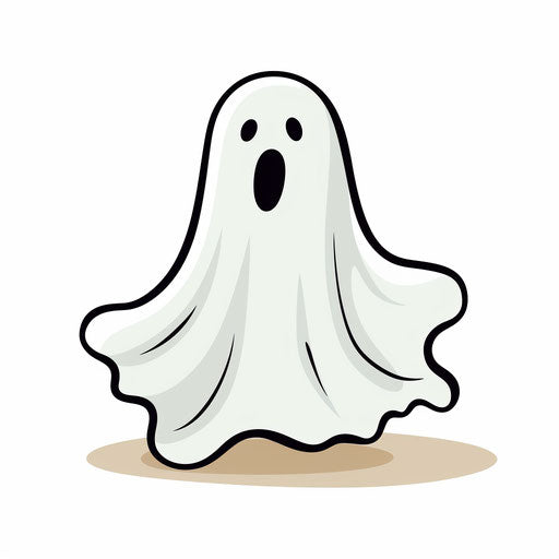 Minimalist style ghost clipart on white background