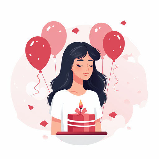 Minimalist happy birthday clipart for female on white background