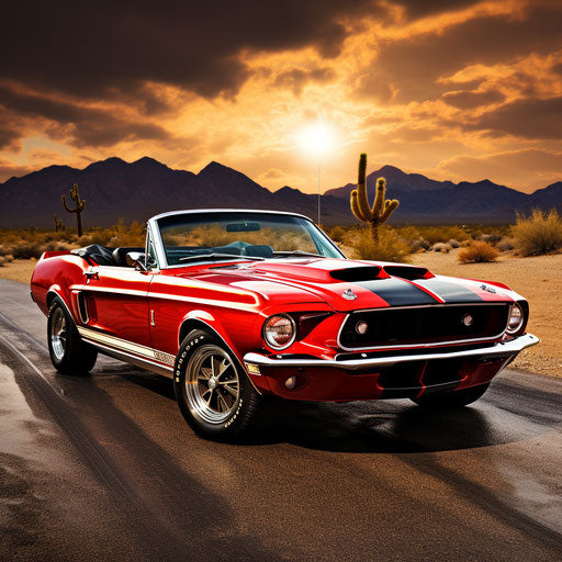 Classic convertible Ford Mustang GT Shelby with top down