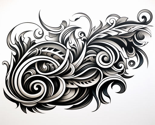 Tribal tattoo on white background, reefwave style