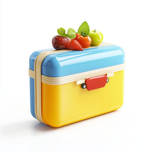 3D lunch box in photo realistic style on flat white background