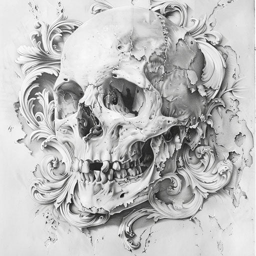 Human skull in gothic style, beautiful and tattoo-inspired