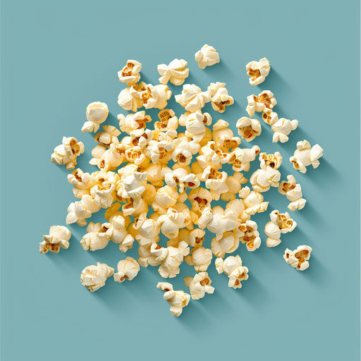 Popcorn illustration on a flat blue background with soft texture