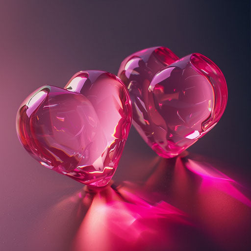 Two hearts with heart shape in the middle, in dark pink and light pink tones