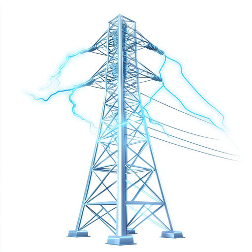 3D electricity on flat white background, isolated clipart