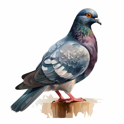 Pigeon clipart in the style of Oil painting, on a white background