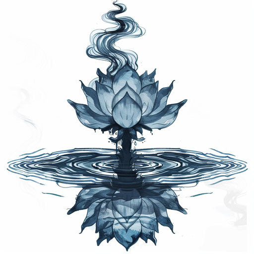 Reflective lotus position with rippling water