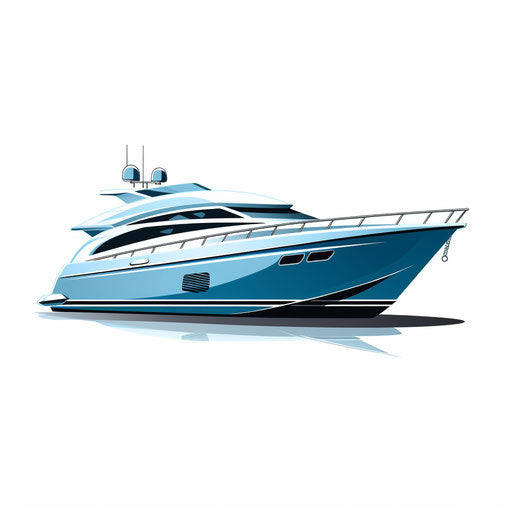 Yacht illustration in Minimalist style, on white background