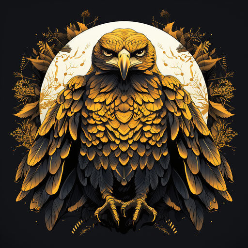 Hand drawn illustration of a hawk in the style of Petros Afshar