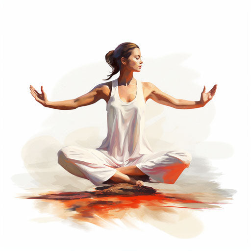 Yoga clip art in the style of Oil painting, on a white background