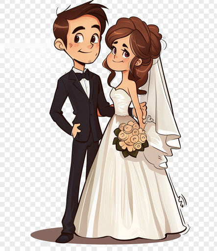 Cartoon wedding in Dadaist style