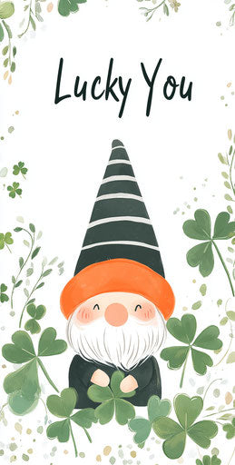 The cute gnome in orange and black striped hat