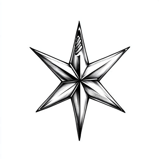 Minimalist nautical star tattoo sketch for man