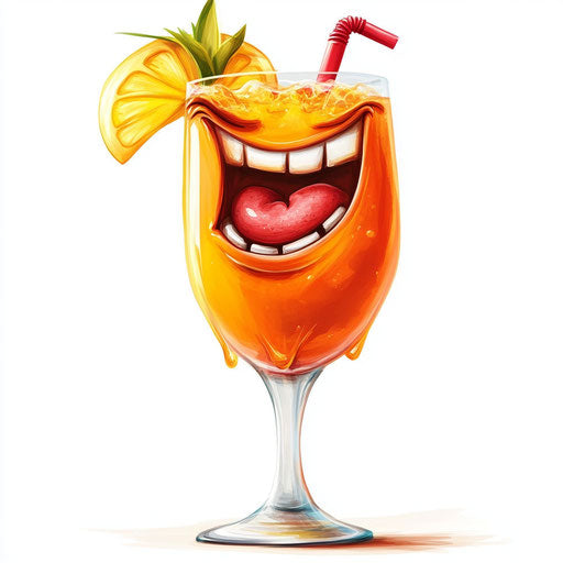 Humorous cocktail caricature clipart with human features