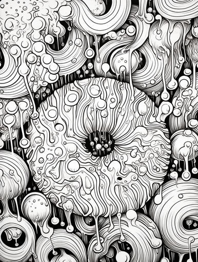 Donut coloring page in black and white with dark lines
