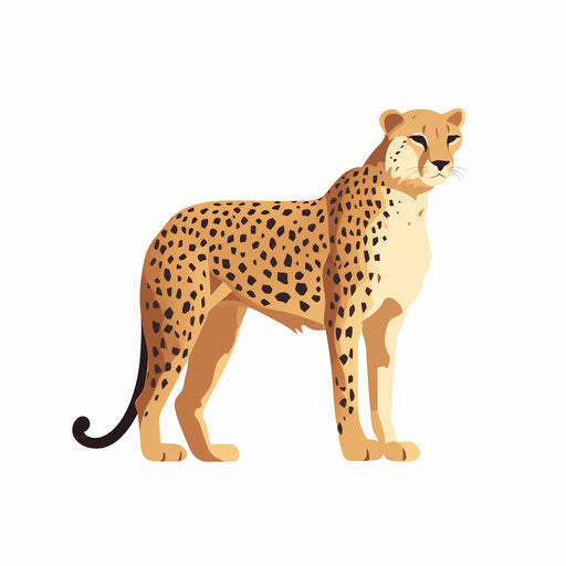 Cheetah drawing in the minimalist style, on white background