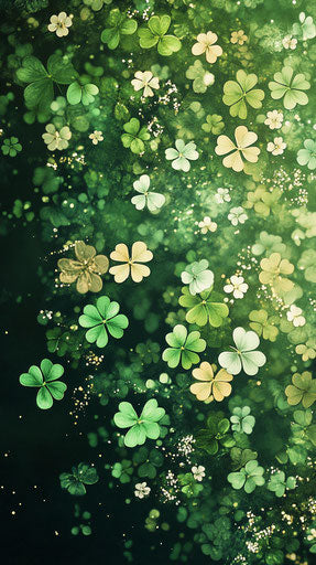 Shamrocks, green background, St. Patrick's Day theme, mobile wallpaper