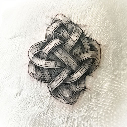 Celtic knot tattoo, shadow/light play, black/white design