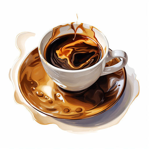 Coffee cup clipart in the style of Oil painting, on white background