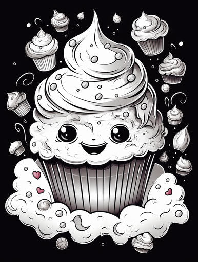 Drawing of cute cupcake