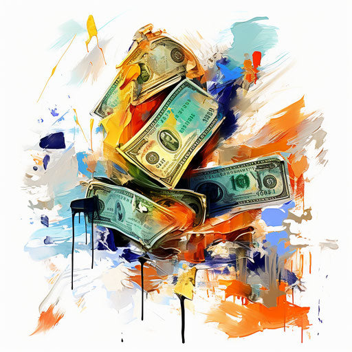 Dollar clipart in the style of Impressionistic Art, on white background