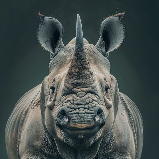 Curious rhinoceros in the style of Elke Vogelsang