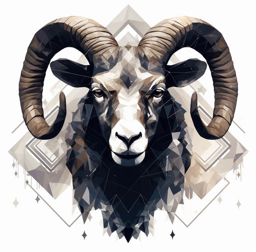 A ram in geometric shapes, geometric aesthetic style
