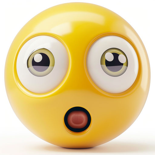 Yellow face with white eyes and open mouth